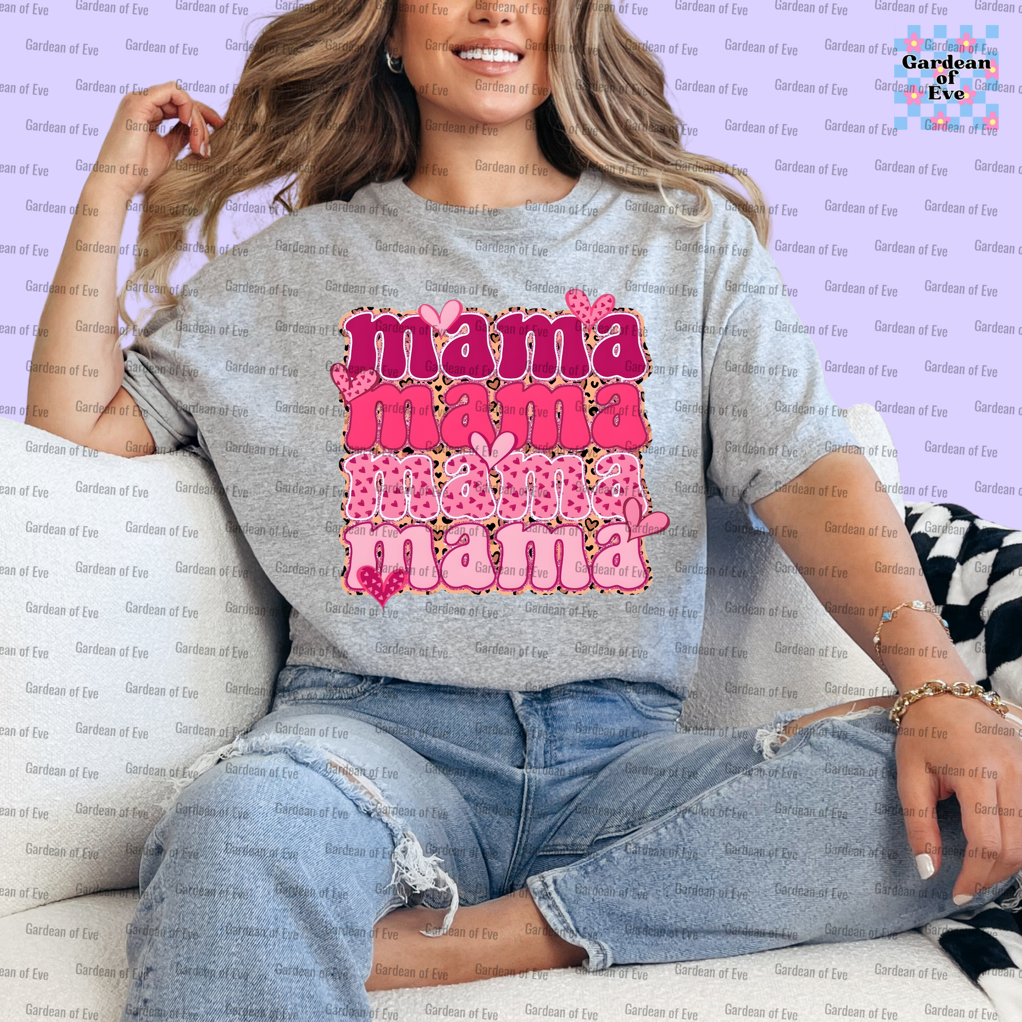 Cheetah Pink Hearts Mama Shirt