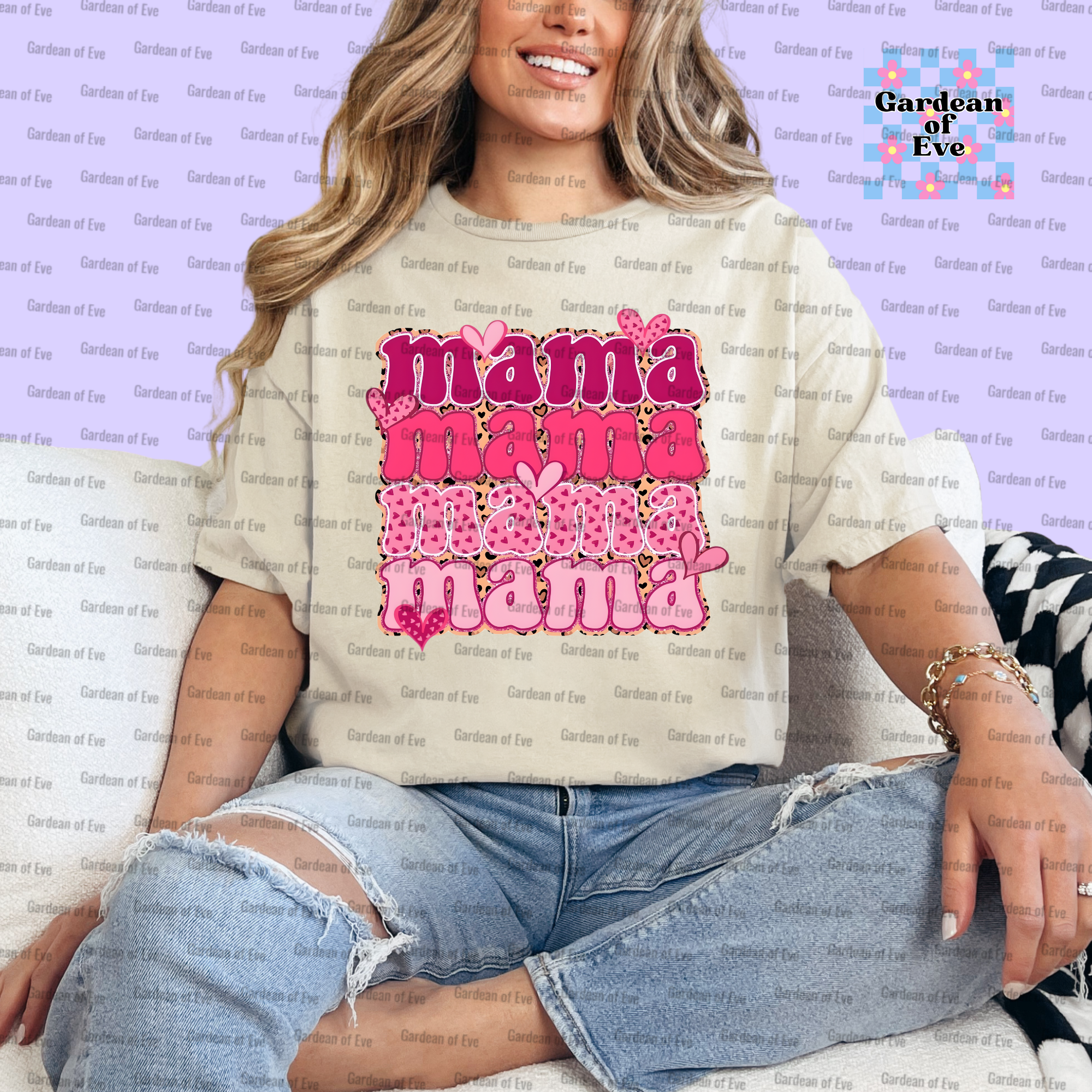Cheetah Pink Hearts Mama Shirt