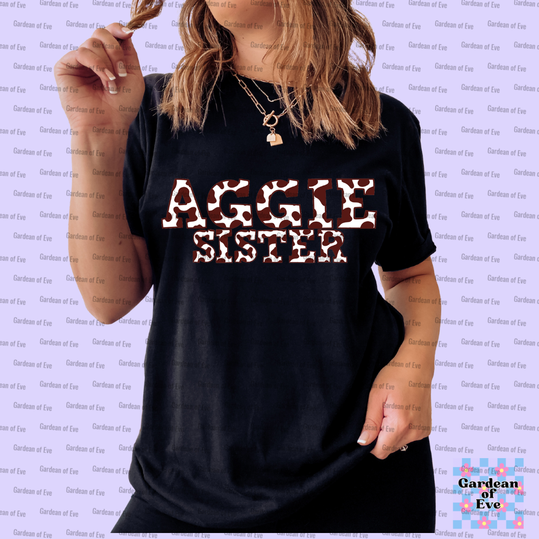 Cow Print Aggie Sister Shirt
